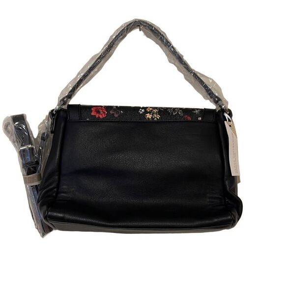 Magnolia and Vine Versa Collection Bag. Size Medium Black Leather flowers Magnet - Picture 2 of 10
